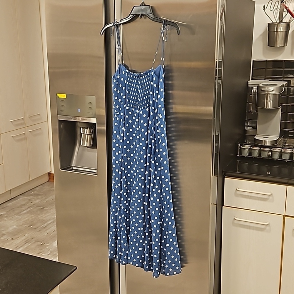 💕REFORMATION💕 Juliette Dress ~ Lazuli Blue Polka Dot Print 6 - Picture 9 of 14